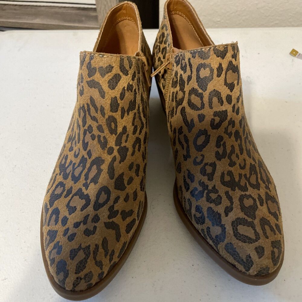 Women's Lucky Brand Side Zip Leopard Print Ankle Booties Size 9M KL. Fanky